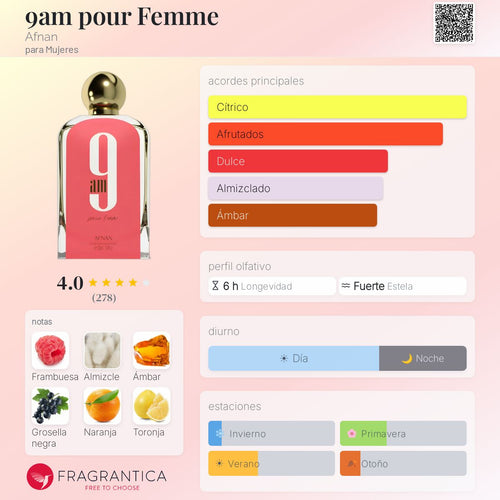 PERFUME AFNAN 9AM POUR FEMME EDP 100ML CORAL