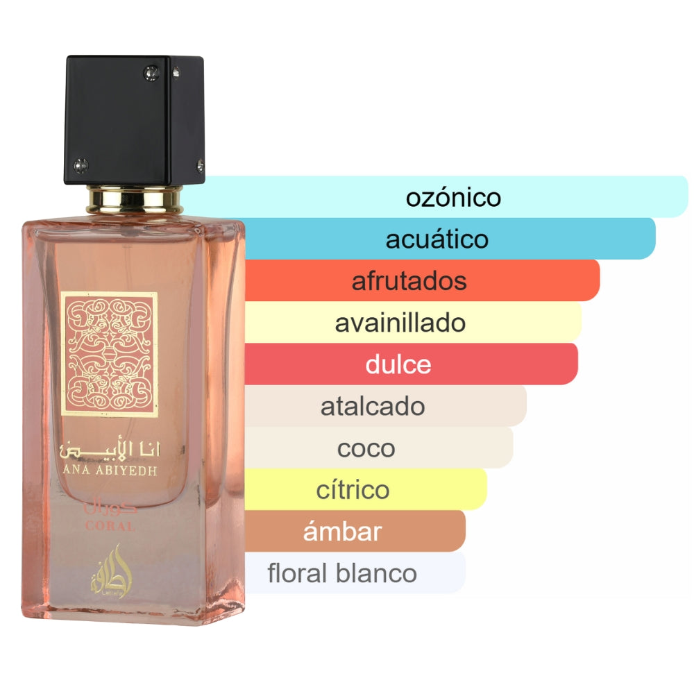 PERFUME LATTAFA ANA ABIYEDH CORAL EDP UNIS 60ML